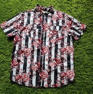 Stripe Floral Button-up Shirt